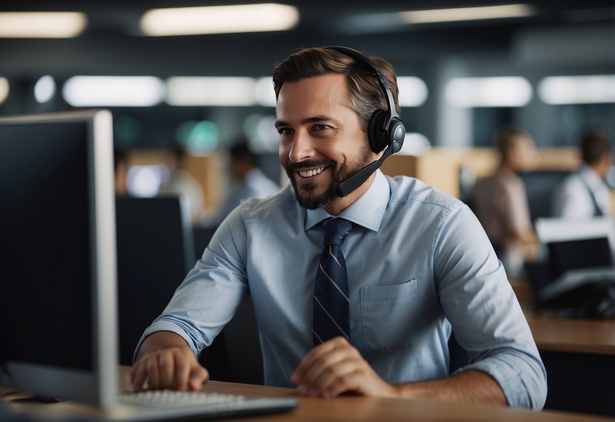 A customer service agent passes a conversation seamlessly to AI, working together in collaboration