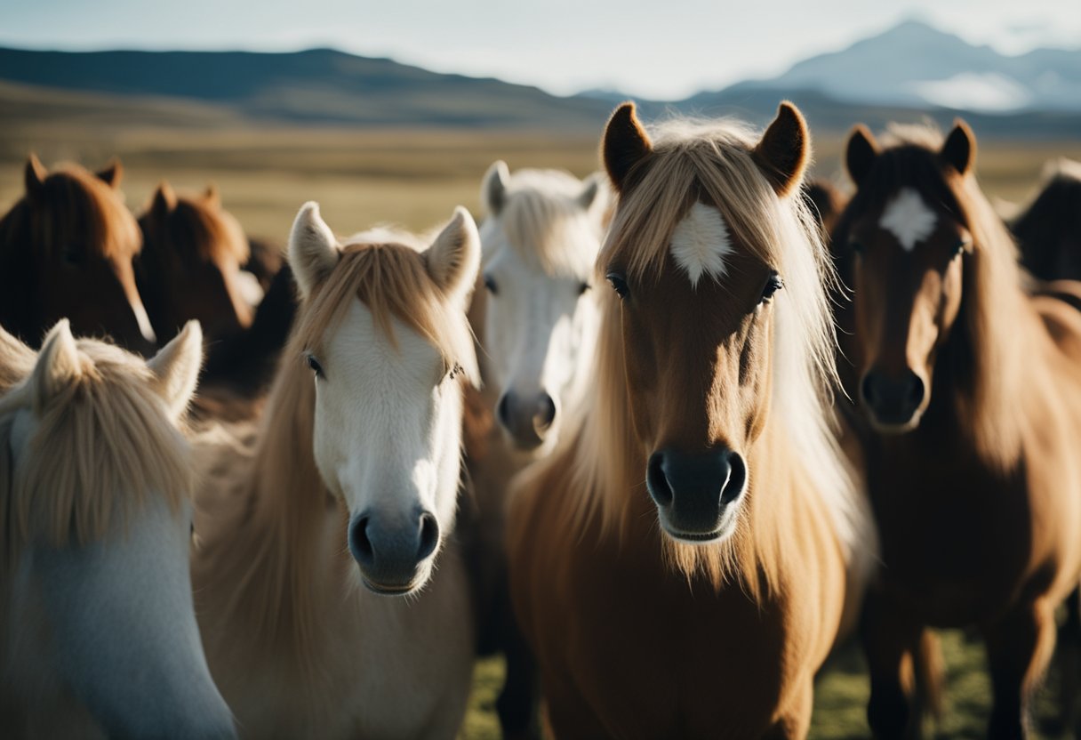 A group of calm and well-cared-for Icelandic horses being transported with care and attention to their comfort and safety