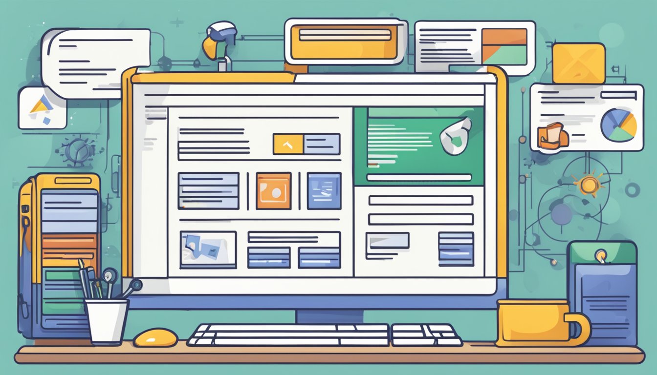 A computer screen displaying Google Webmaster Tools interface with SEO improvement suggestions