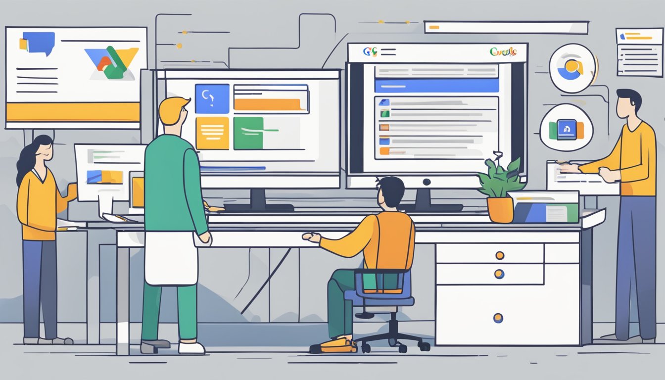 A computer screen displaying Google Webmaster Tools with user rights being administered and delegated