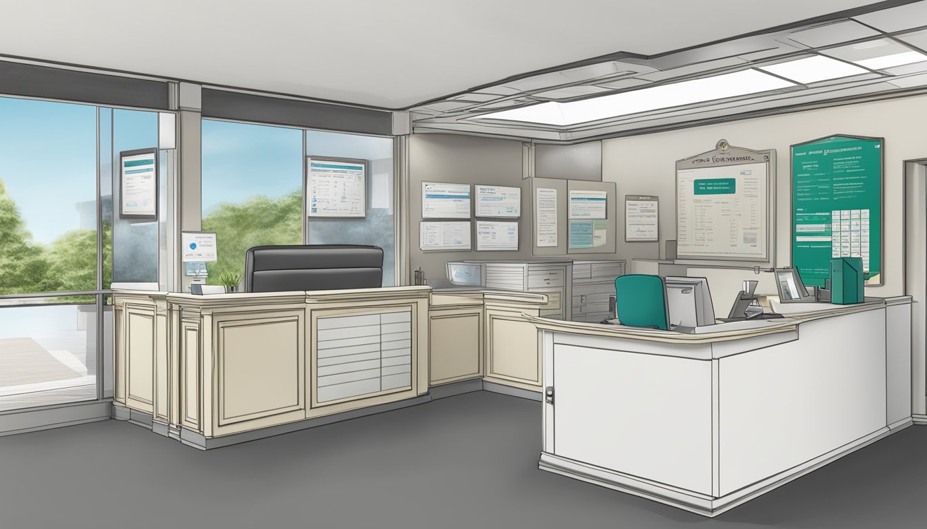 The medical concierge desk at Paragon Medical is open, with a sign displaying contact information and opening hours