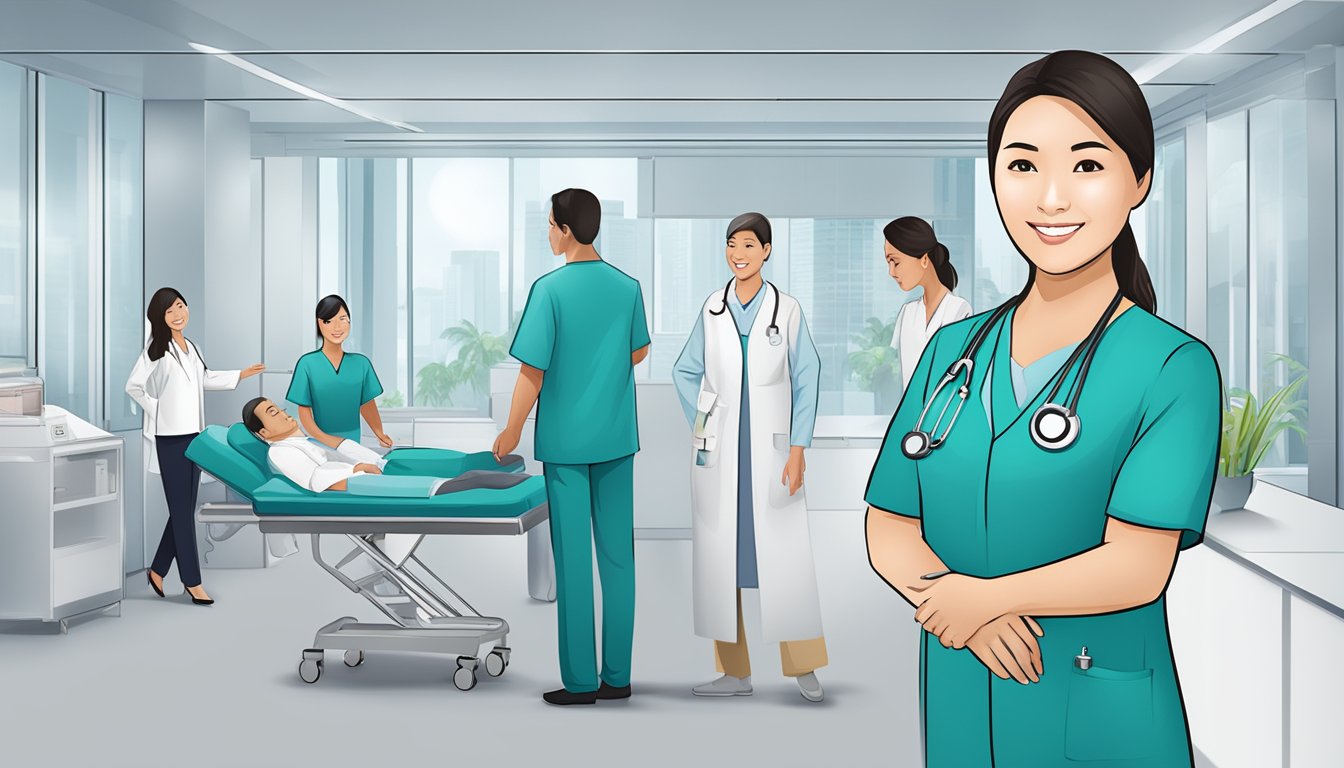 A modern medical concierge service in Singapore, with KHMerMedical logo and branding, assisting patients with care and support