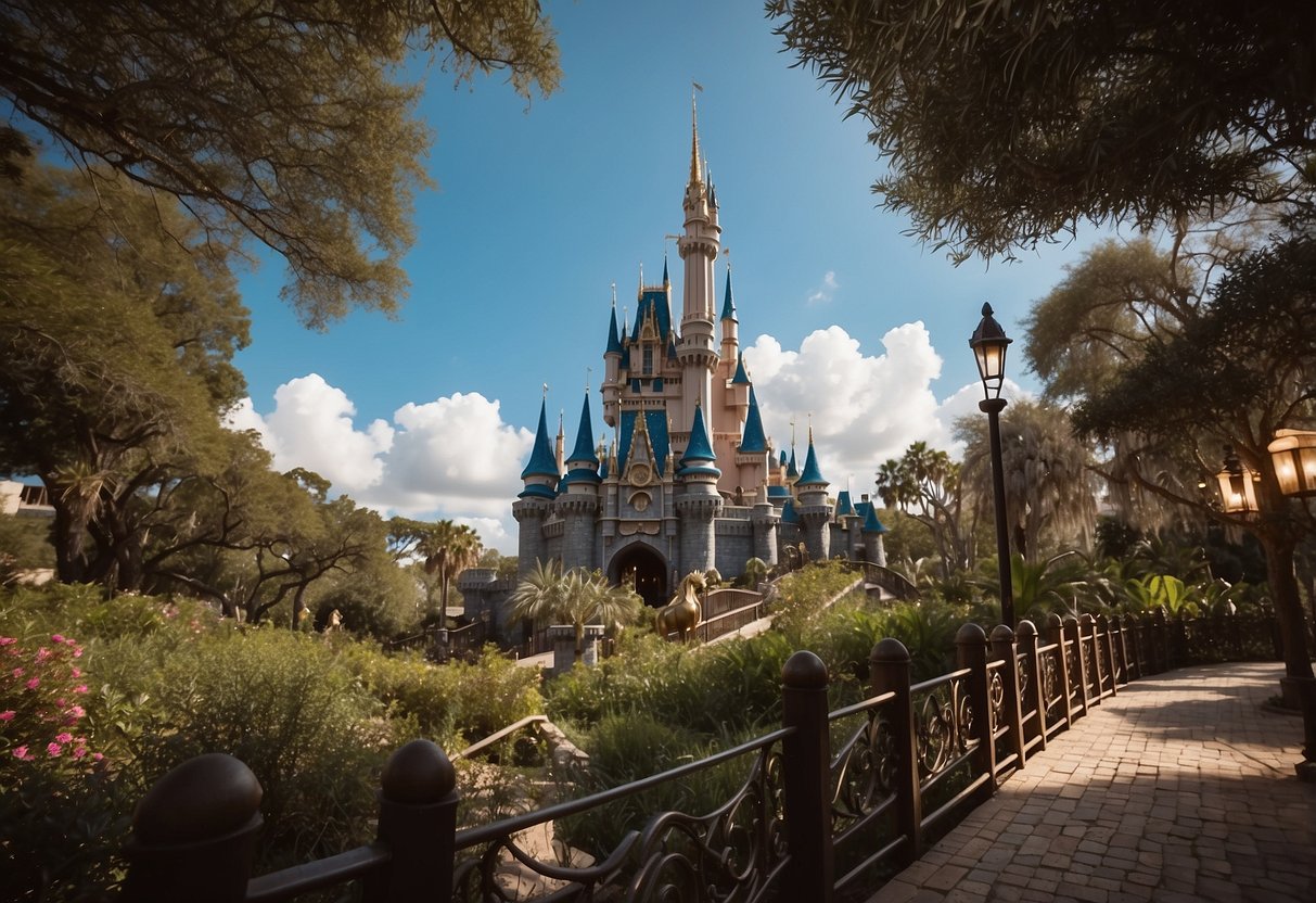 The iconic Cinderella Castle stands tall, surrounded by hidden gems like the whimsical Swiss Family Treehouse and the enchanting Seven Dwarfs Mine Train