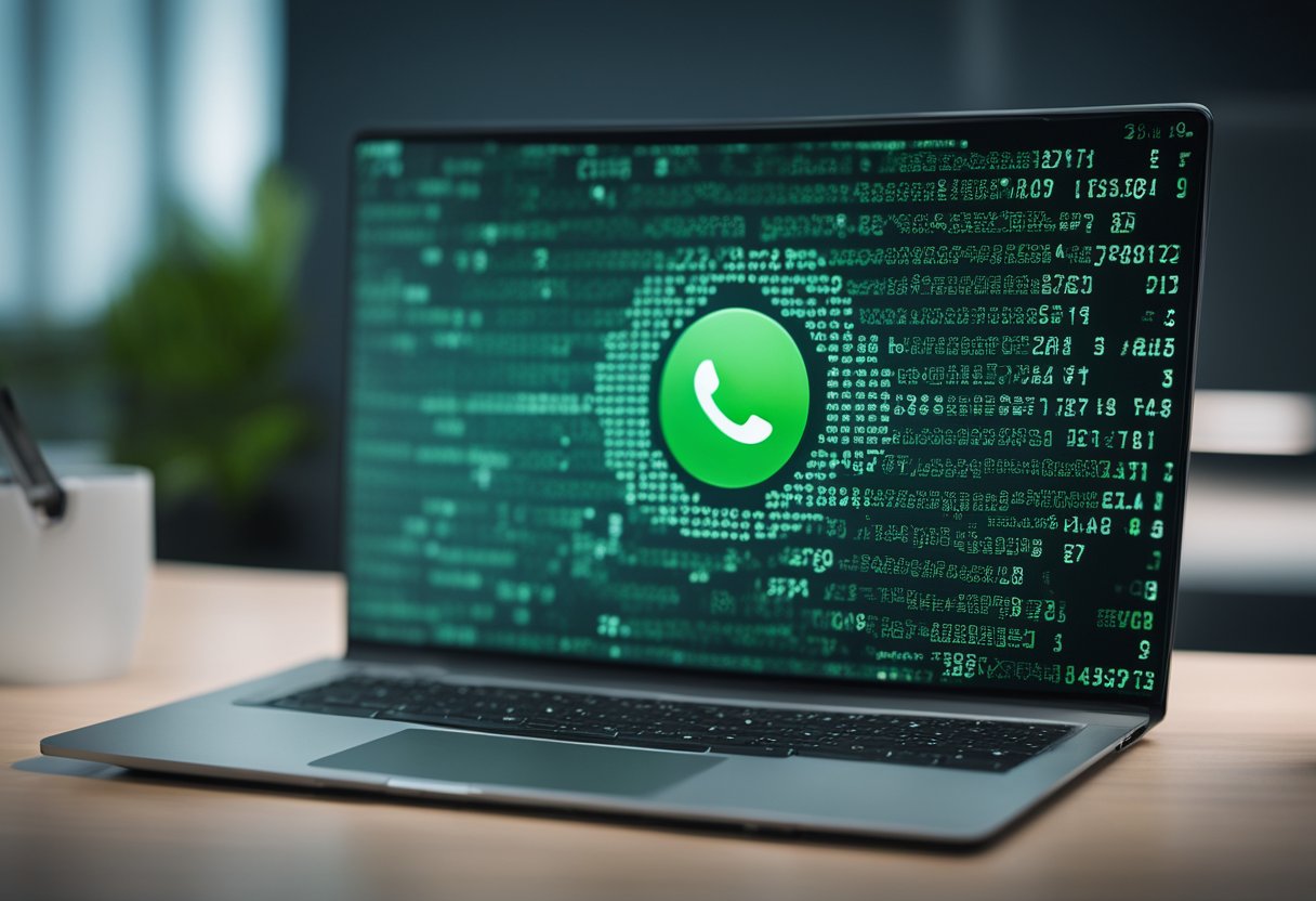 A Computer Screen Displaying Code For An Ai Model With Whatsapp Logo In The Background