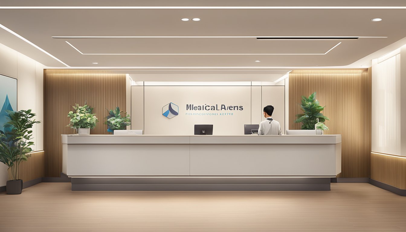 A modern medical concierge service in Singapore with sleek, minimalist design and a welcoming reception area