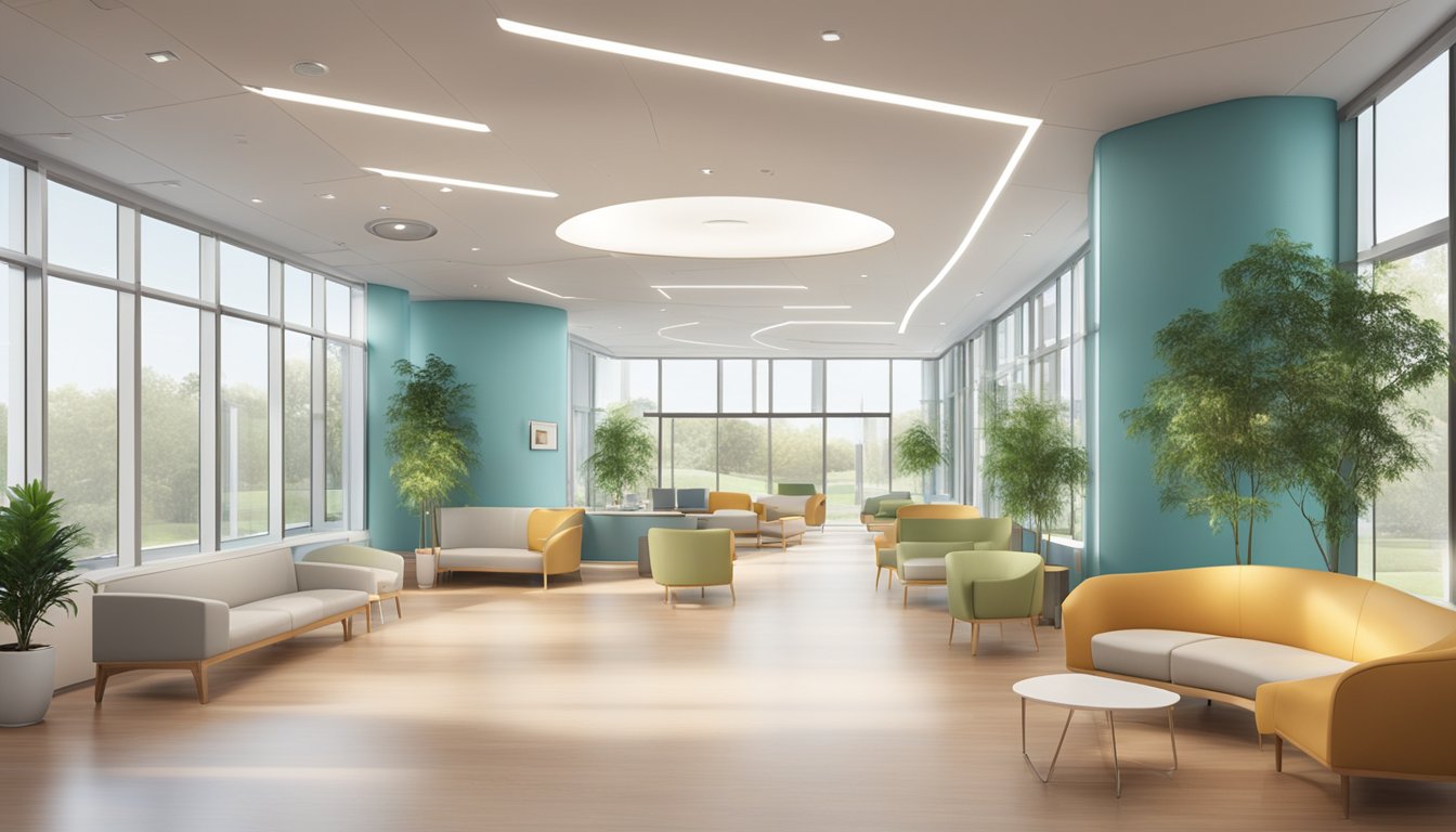 A modern, spacious cancer treatment facility with state-of-the-art equipment and comfortable waiting areas