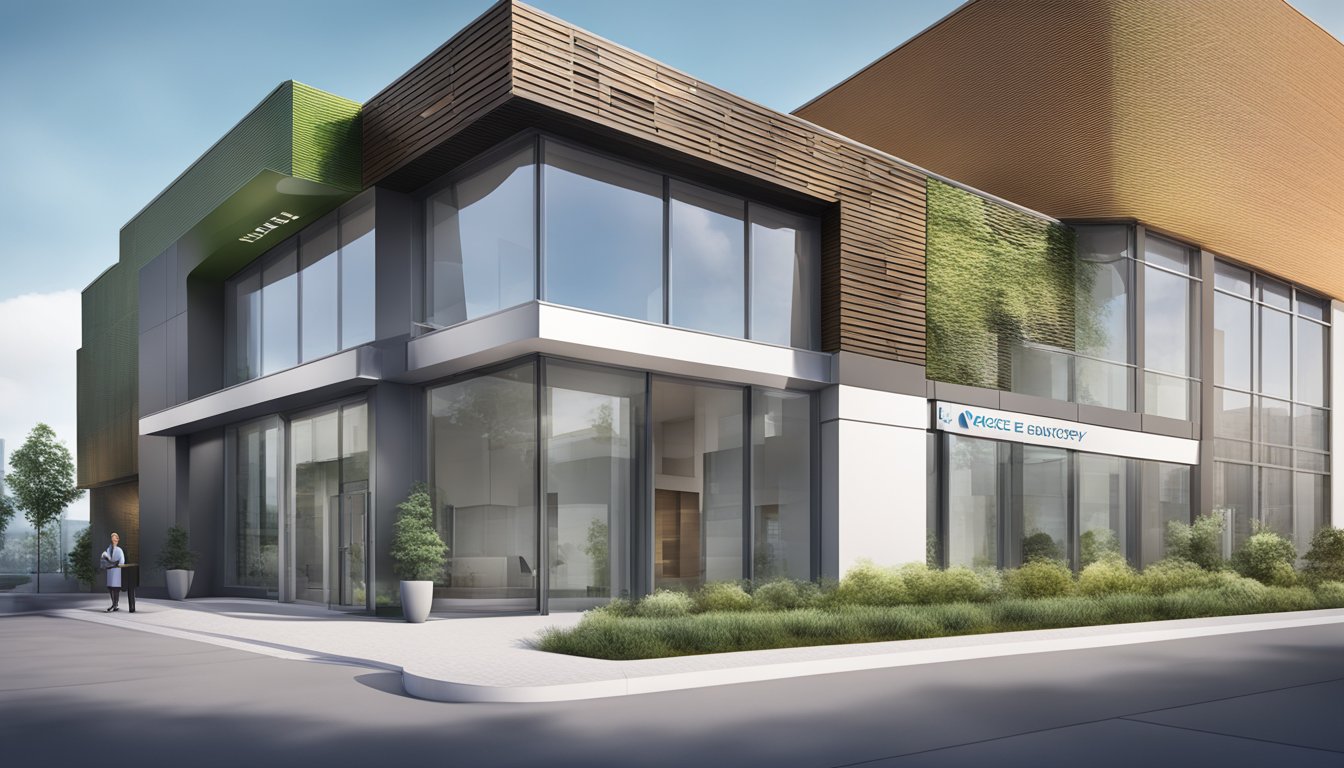 A modern medical facility with ACE Specialist Surgery & Endoscopy Centre signage, sleek architecture, and a welcoming entrance