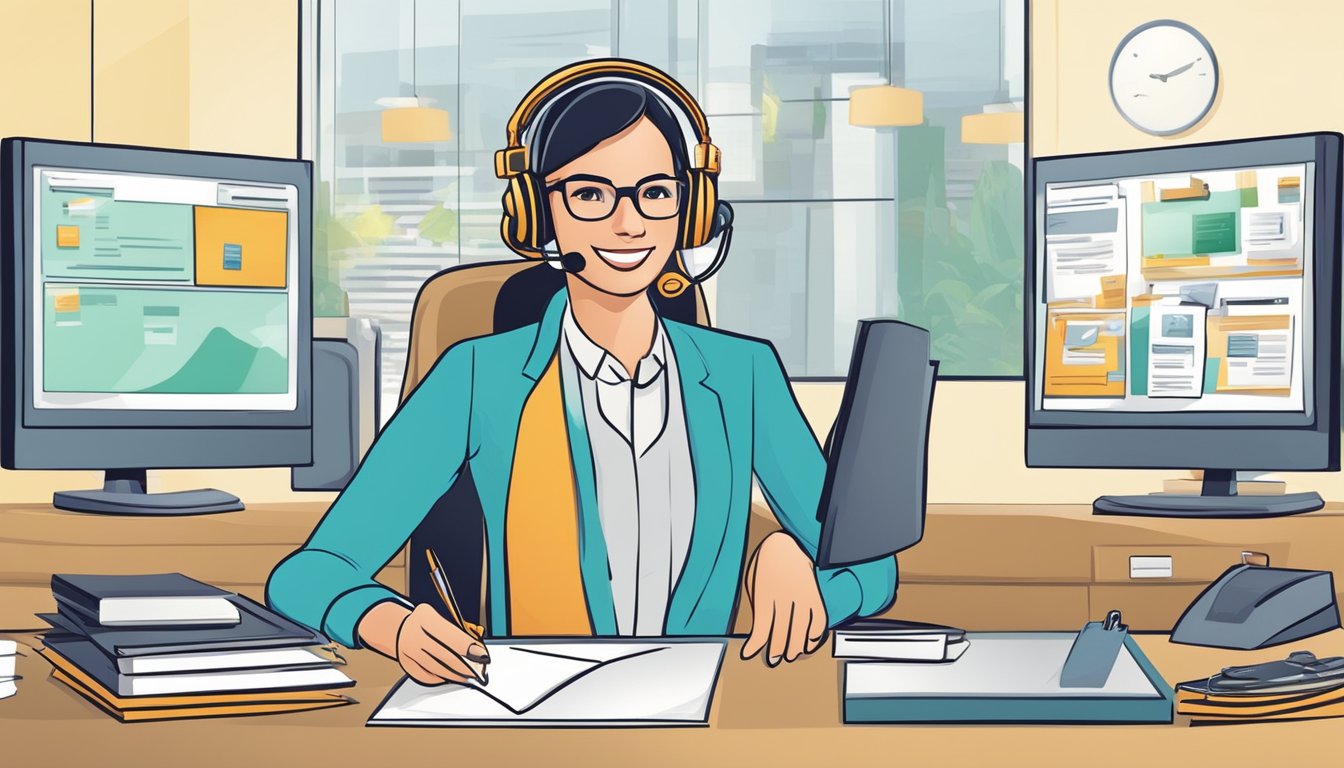 A customer service representative promotes sales through direct contact
