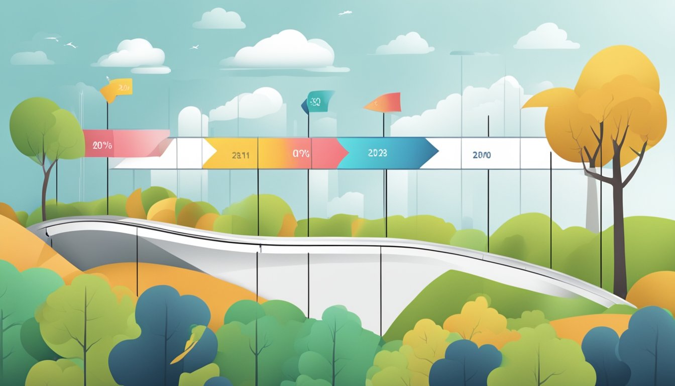 A timeline showing growth and improvement of a marketing plan over time