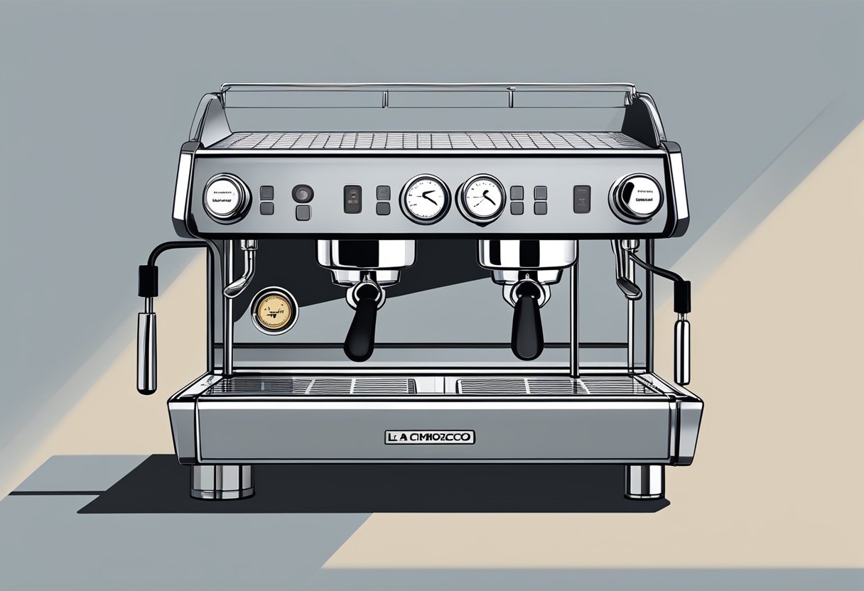 Two sleek espresso machines face off, La Cimbali and La Marzocco, with contrasting design philosophies and aesthetics