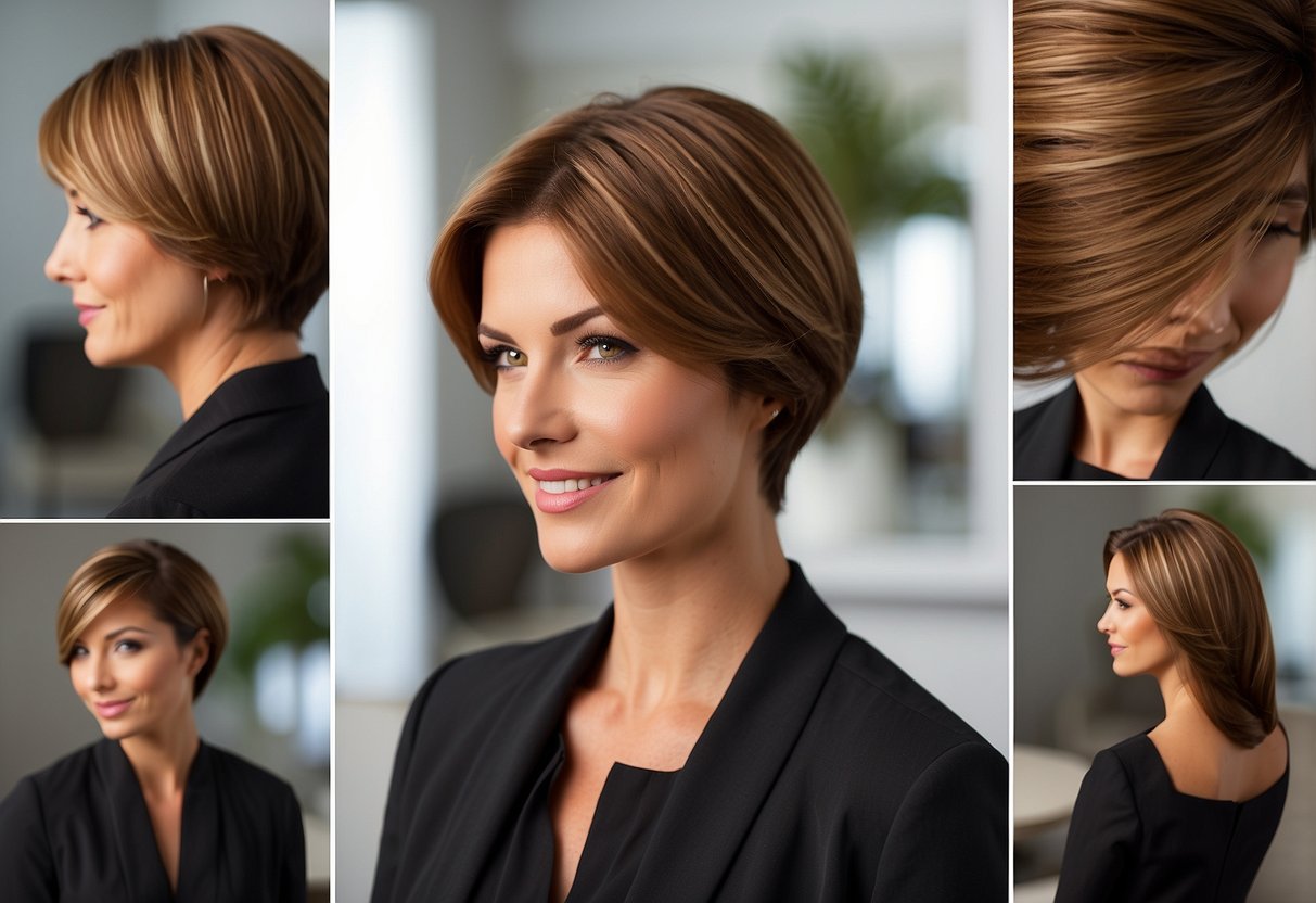 A woman's hair topper blends seamlessly with her natural hair, creating a smooth transition and a realistic appearance