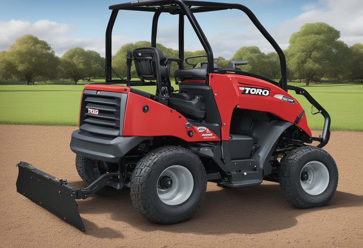 The toro dingo tx427 parts are neatly organized on a support rack, ready for use