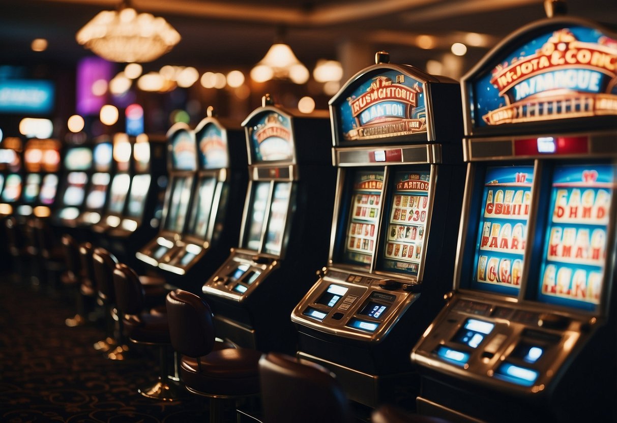 Bright lights flash and slot machines chime in a bustling casino