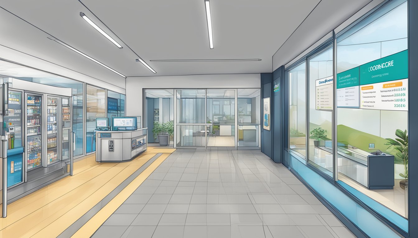 The storefront of Docentron Technology - Medical Concierge SG, with clear contact information and opening hours displayed prominently