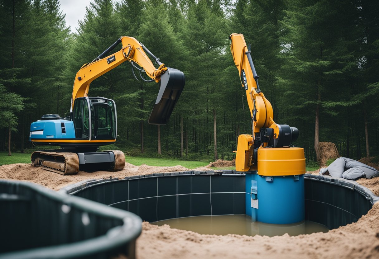 A septic tank being removed and replaced with a pool