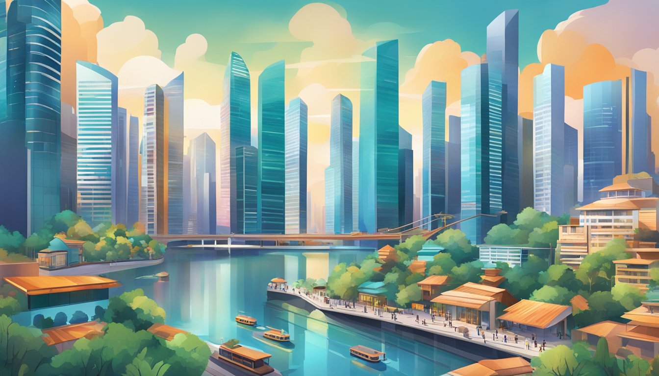 A vibrant cityscape with towering skyscrapers and bustling streets, showcasing the dynamic and innovative environment of Funding Societies SME Loans in Singapore