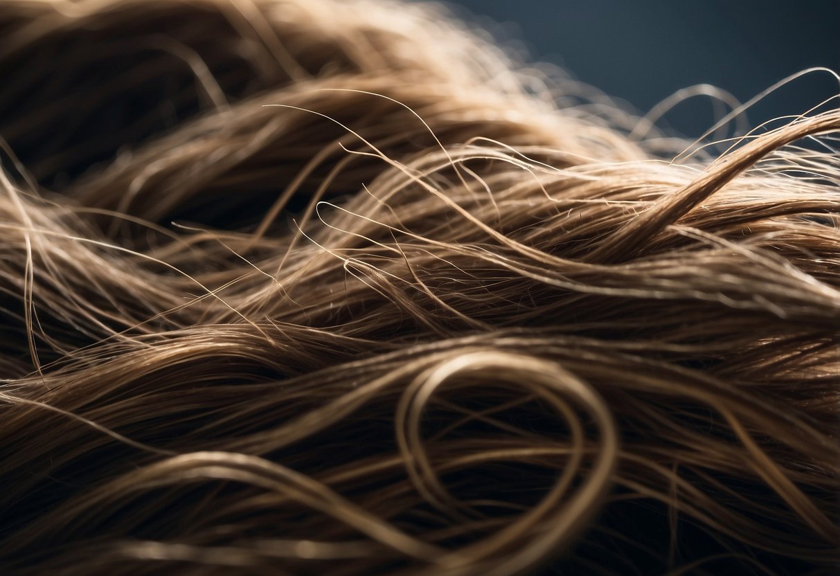 A tangled mess of hair with visible damage and breakage due to micro-loop extensions