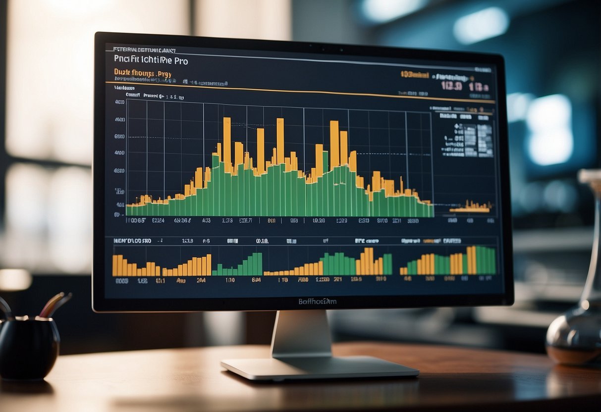 A computer screen displaying "fintechzoom pro" with financial charts and graphs in the background