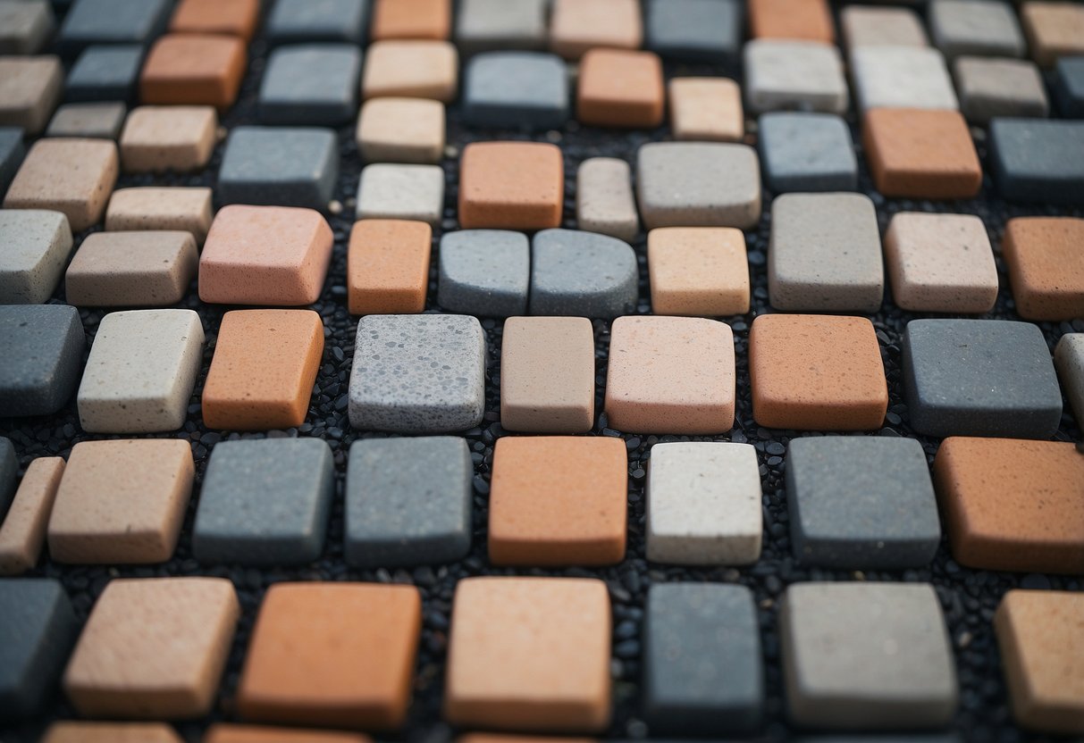 A selection of pavers with varying material quality and consistency, demonstrating common mistakes to avoid in base material selection