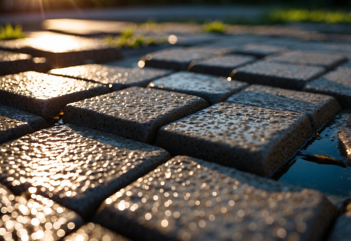 Sunlight and water affect base material. Quality impacts paver lifespan