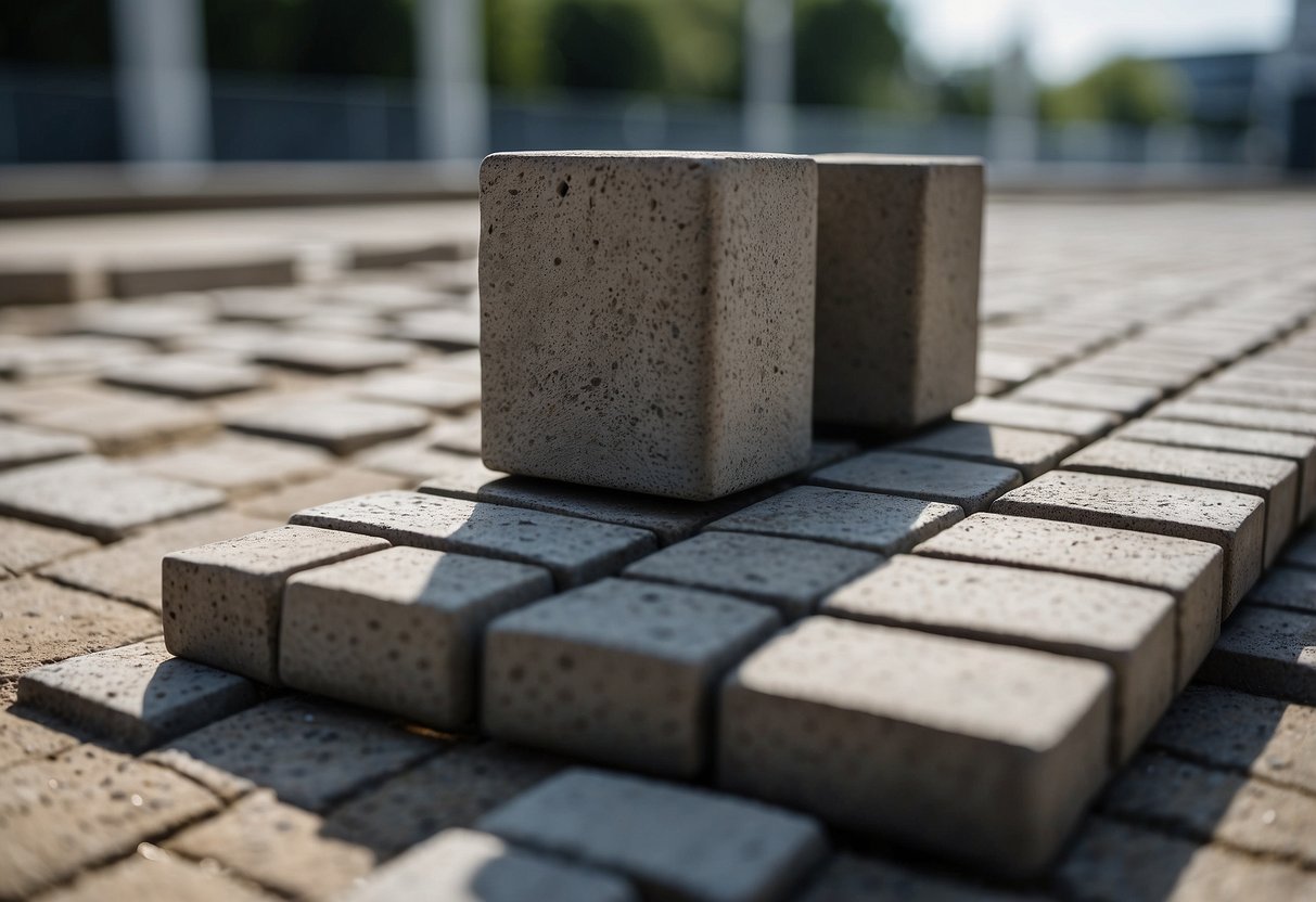 A paver is surrounded by concrete edge restraints, ensuring stability