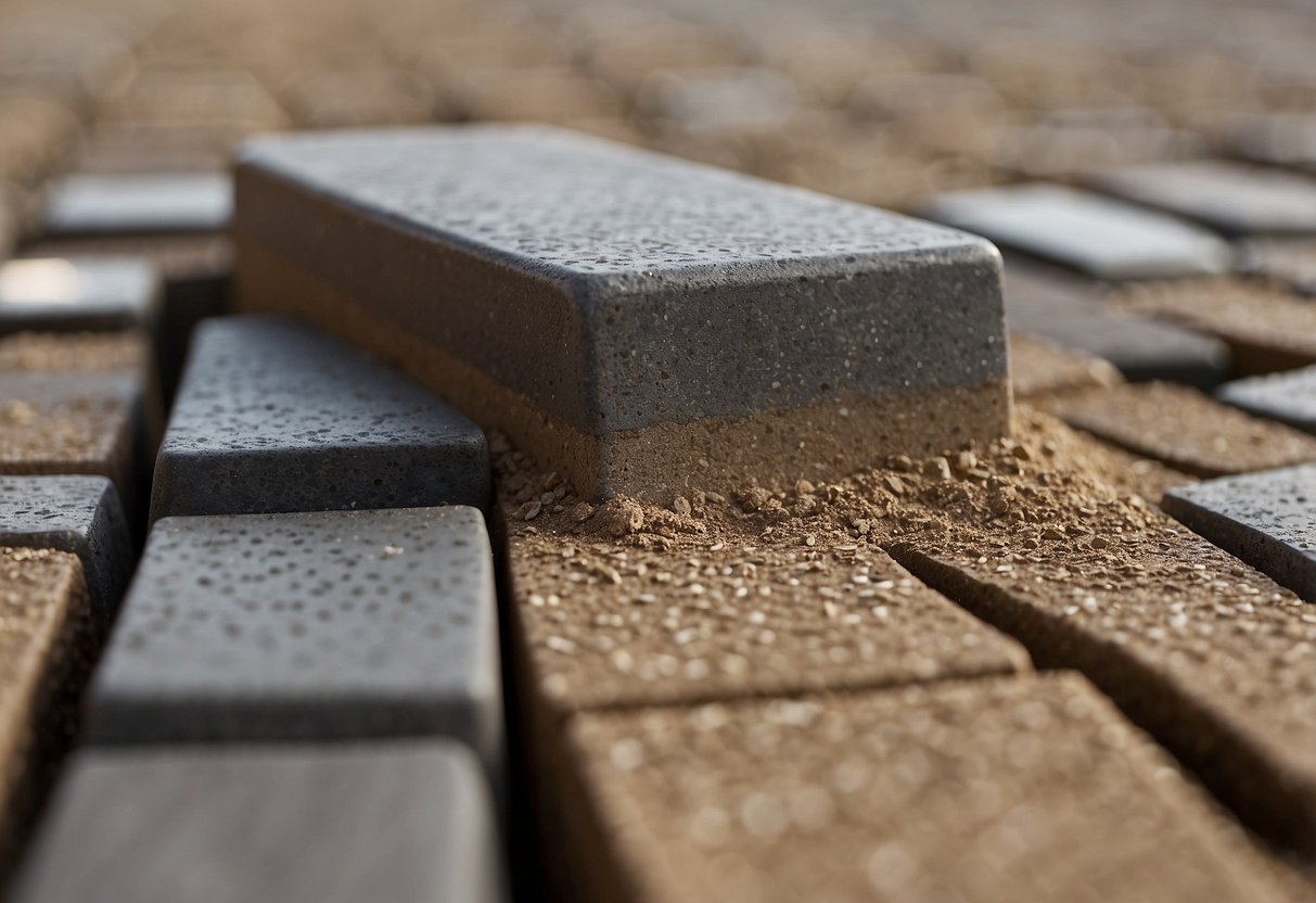 Paver installation: Jointing sand fills gaps, prevents shifting. Crucial for long-term stability