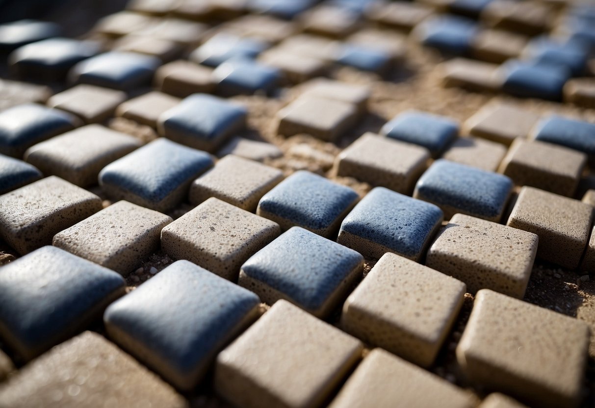 Pavers laid out with jointing sand filling the gaps for stability