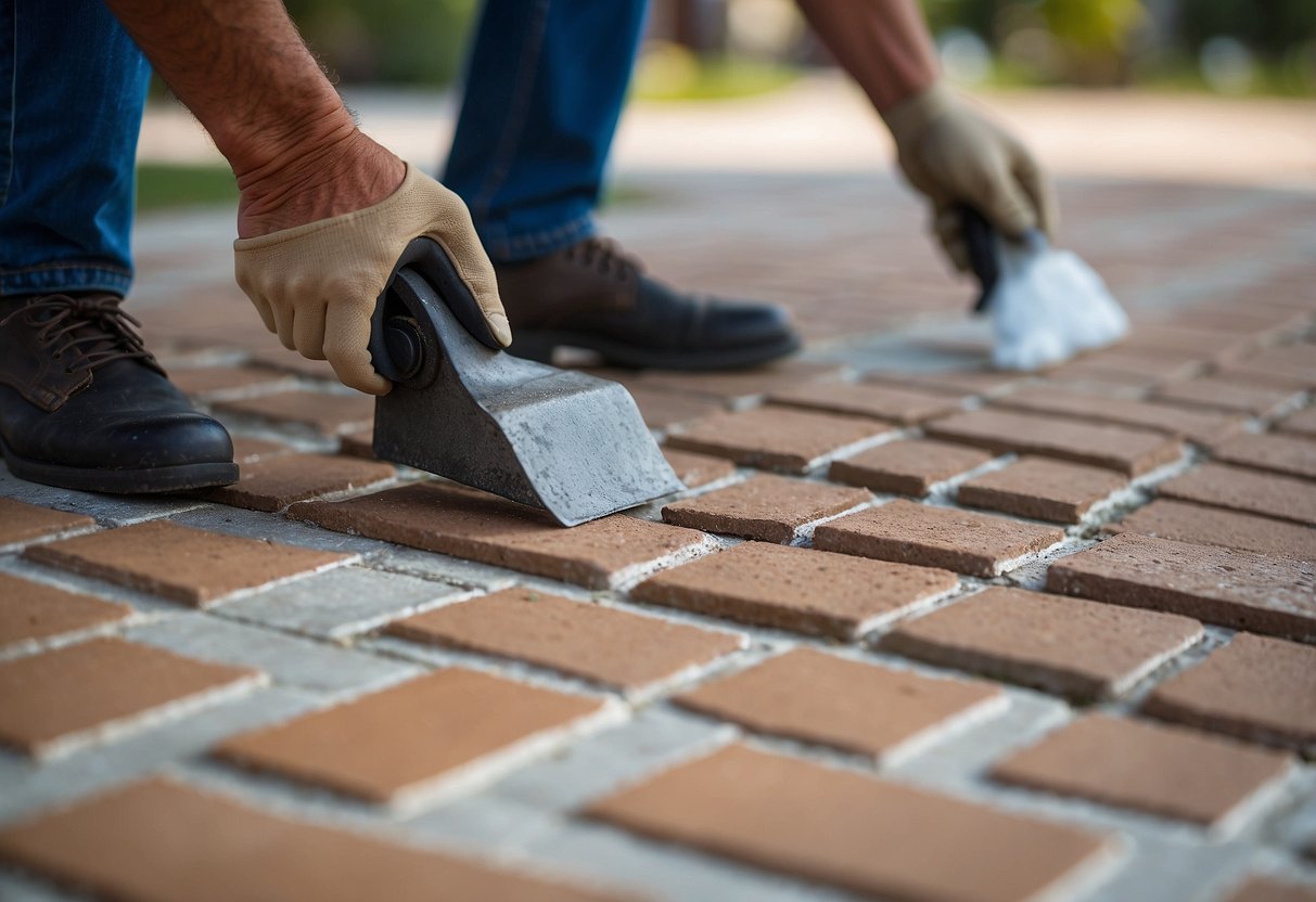 Pavers being sealed with a protective coat in Fort Myers. Proper maintenance is key