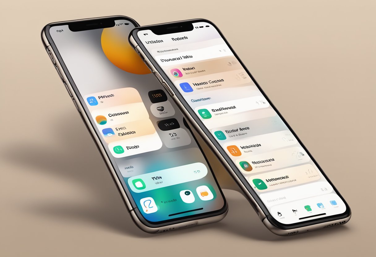 An iPhone with iOS 17 interface displayed, showcasing new features and updated design
