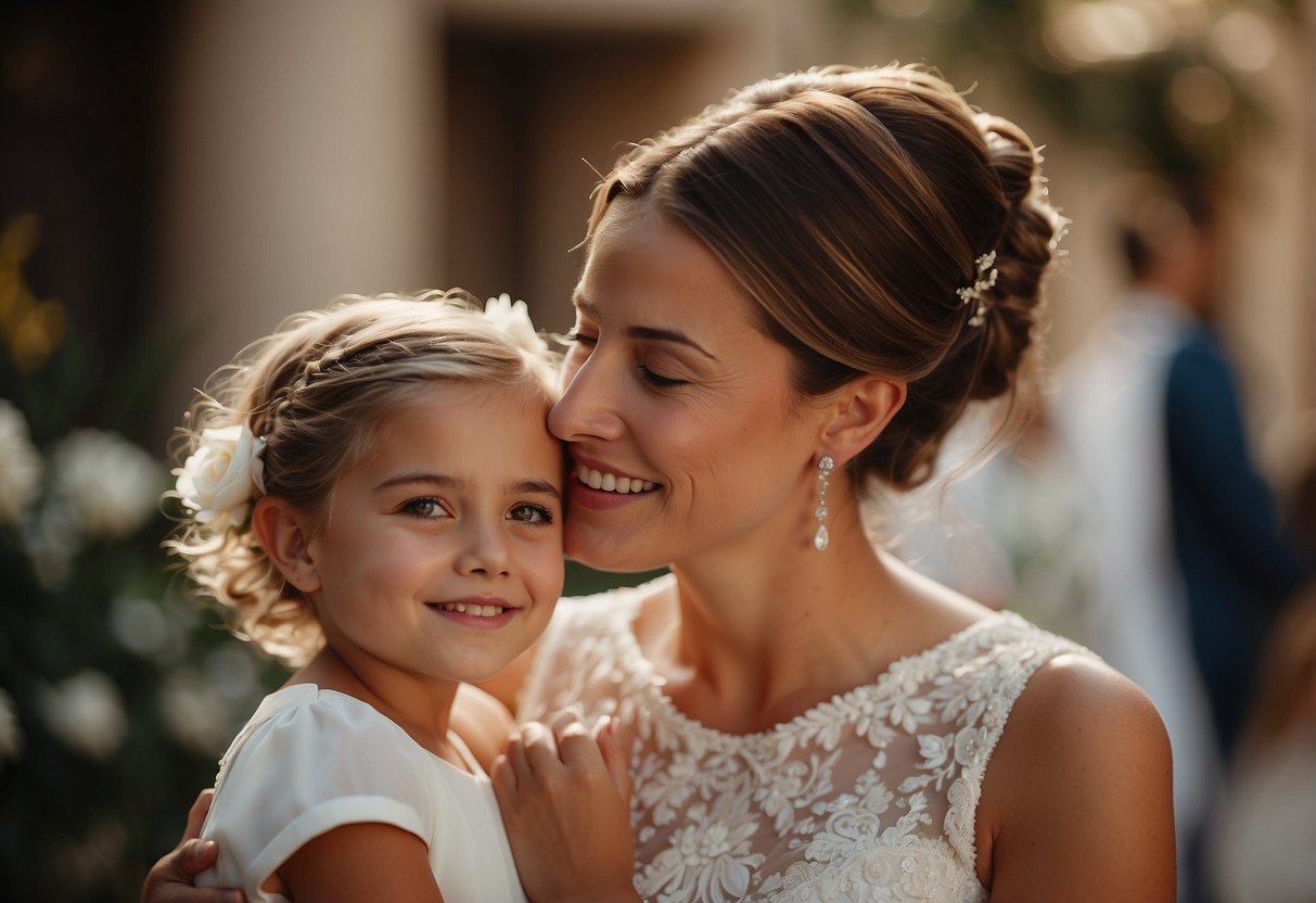 A mother whispers to her daughter on her wedding day, "You are radiant and full of love."