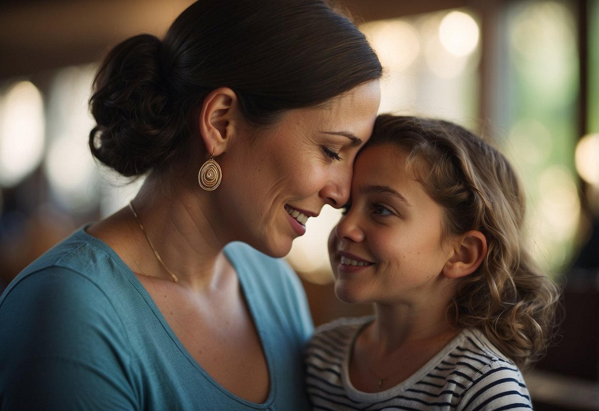 A mother's loving eyes meet her daughter's, whispering "Together, you are stronger" - Mentor Ms. Clark