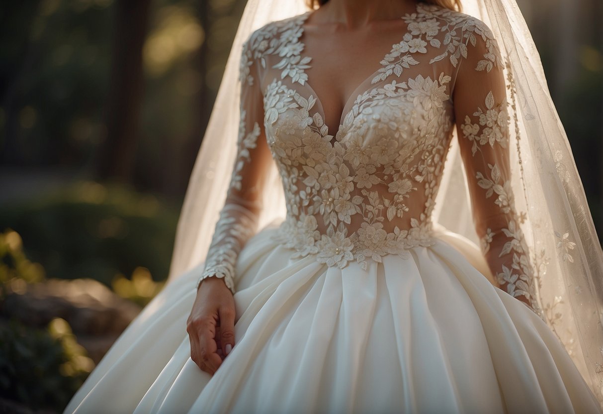 A delicate bridal robe is presented by parents on wedding day