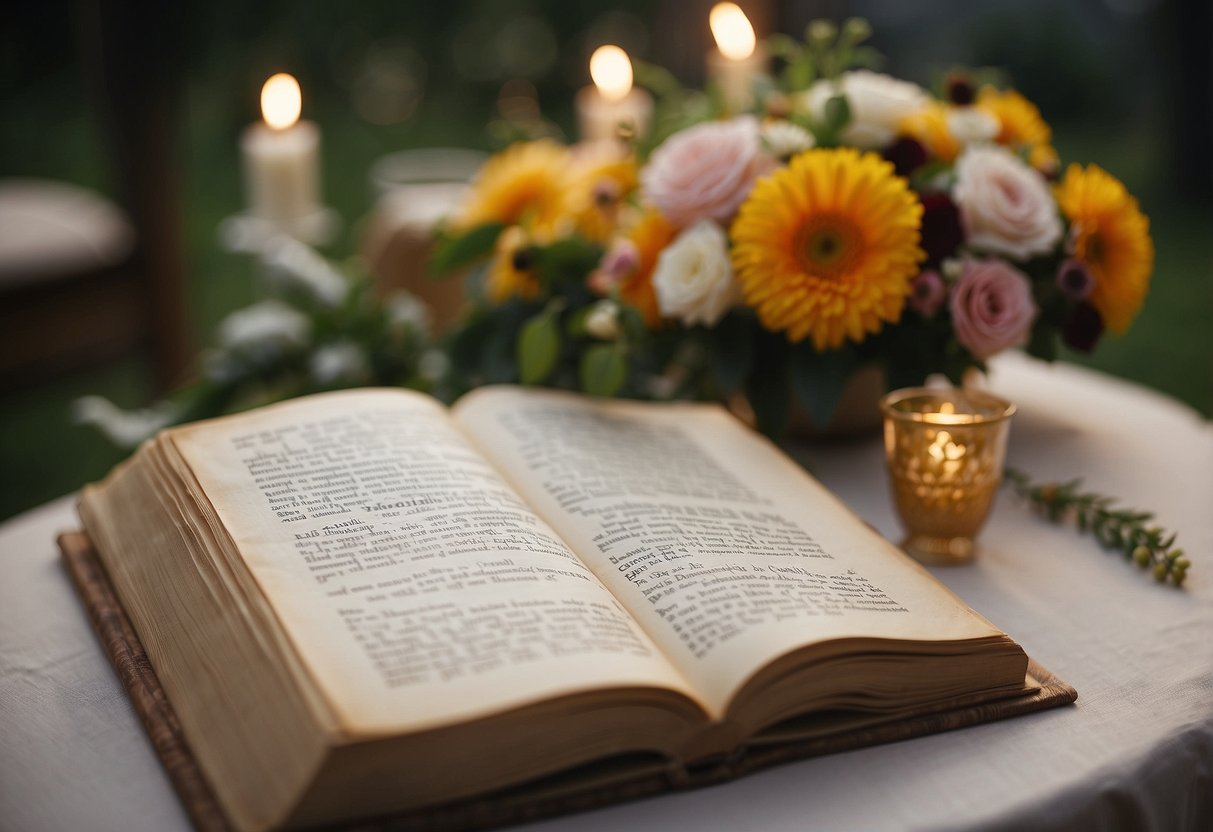 A book of family recipes is handed to a bride on her wedding day