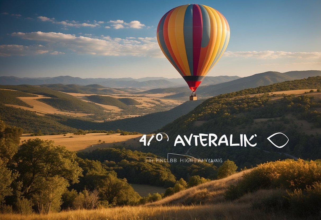 A colorful hot air balloon floats above a picturesque landscape, with a banner reading "40th Anniversary" trailing behind