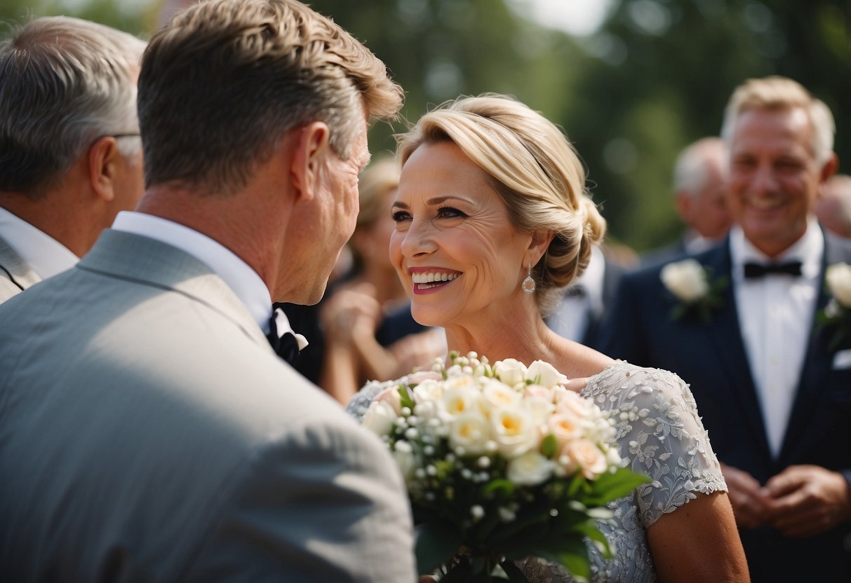 Mother of the Groom congratulates at wedding