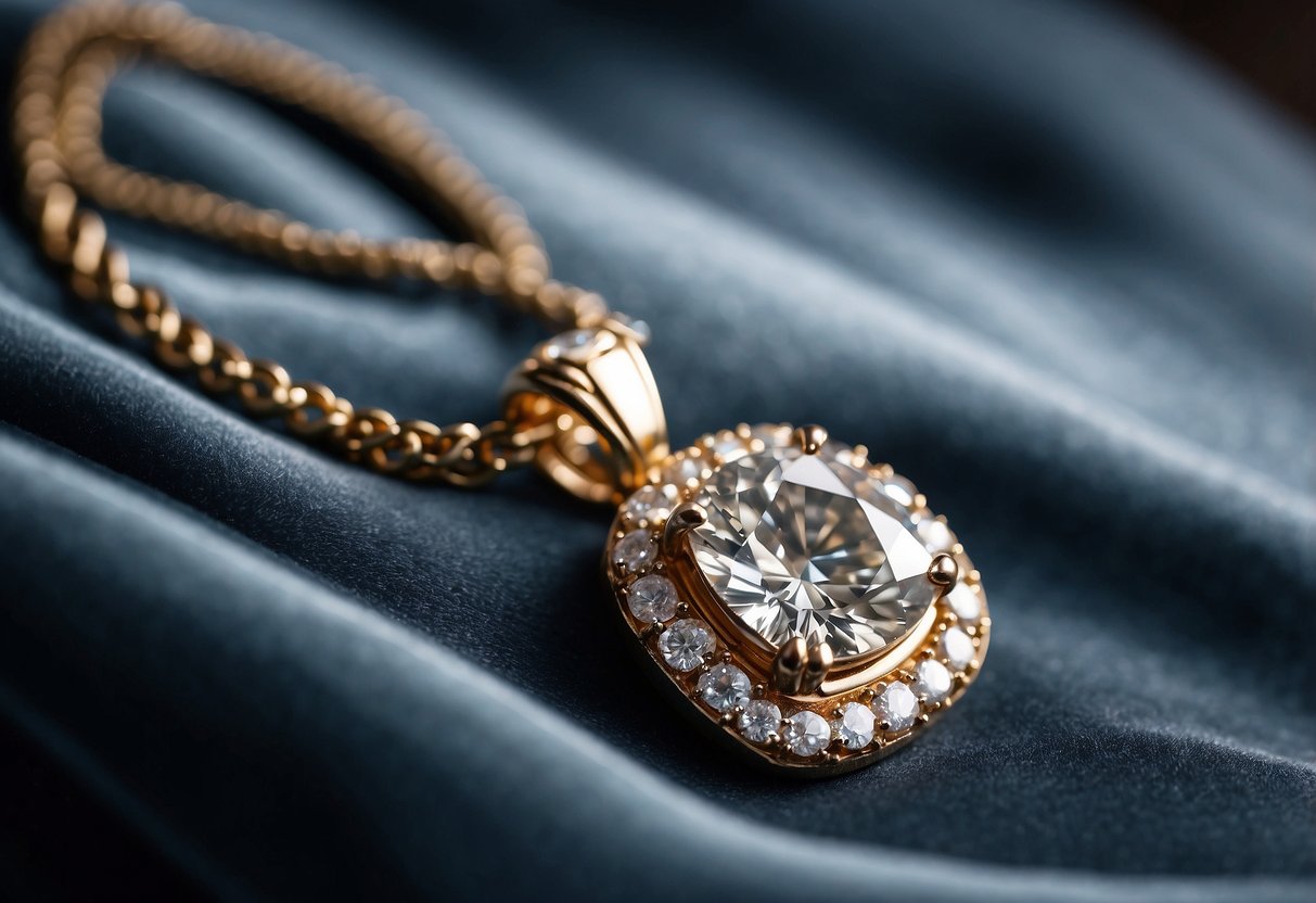 A sparkling diamond necklace rests on a velvet cushion, waiting to be presented to the bride on her wedding day