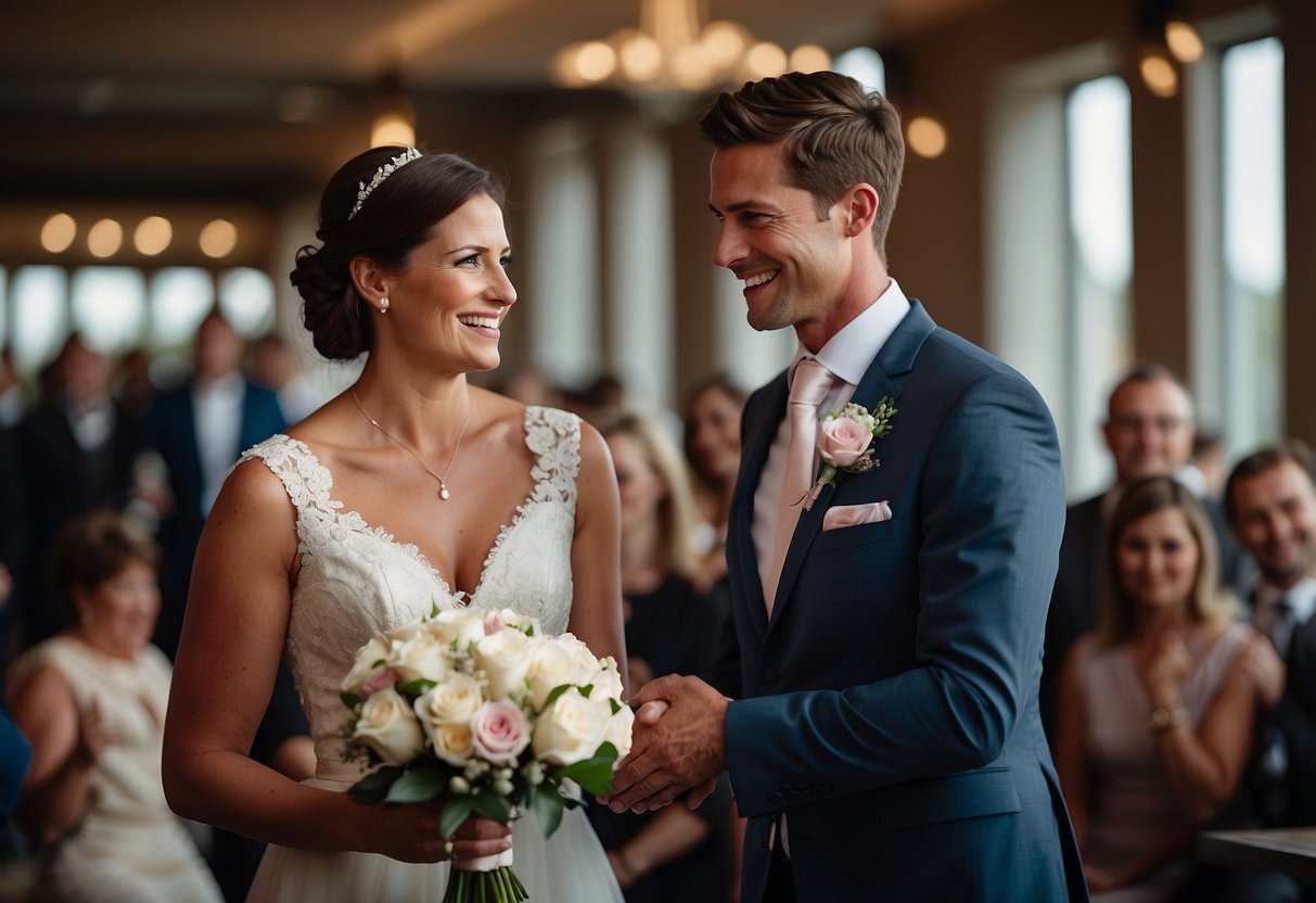 A mother congratulates her son on his wedding day, expressing love, pride, and best wishes for his future