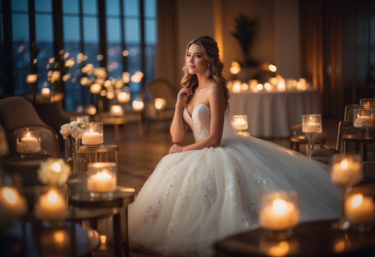 The room is aglow with the bride's beauty