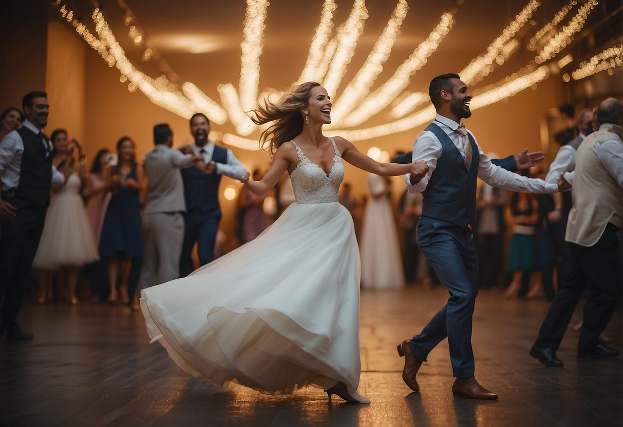 A person's favorite song plays as they dance joyfully on the morning of their wedding