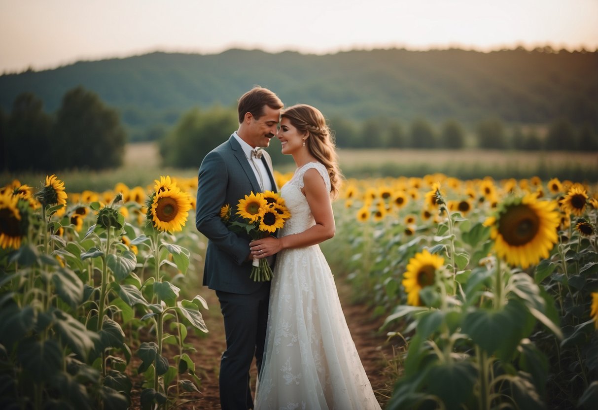 A rustic barn wedding with sunflowers and banjo music