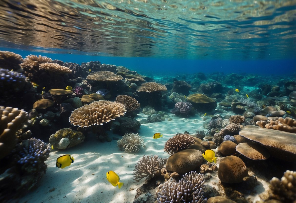 Crystal-clear water, vibrant coral reefs, colorful fish, and a peaceful atmosphere. A couple snorkeling together, surrounded by the beauty of the Coral Coast in Fiji