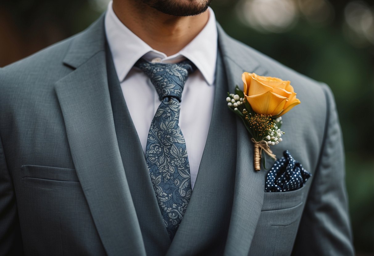 A stylish groom's outfit displayed in a budget-friendly setting