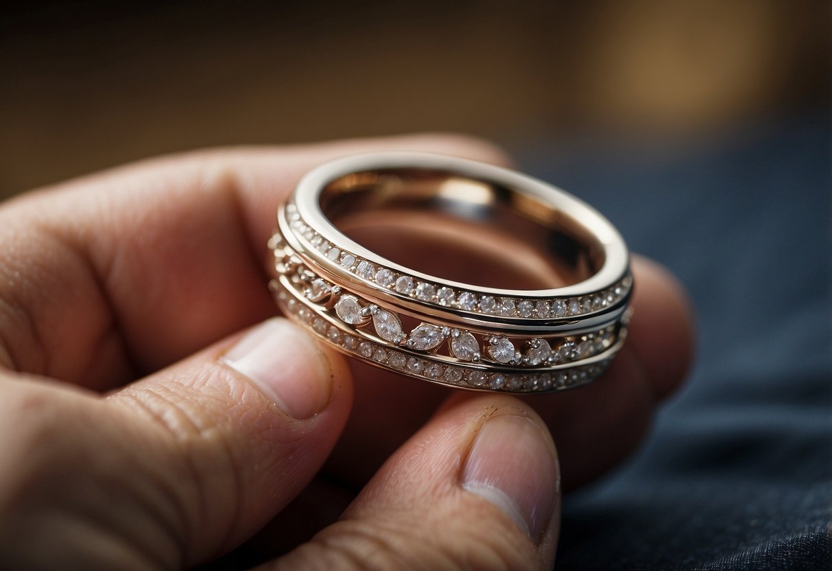 A man's wedding ring slipping off his finger as he nervously fidgets