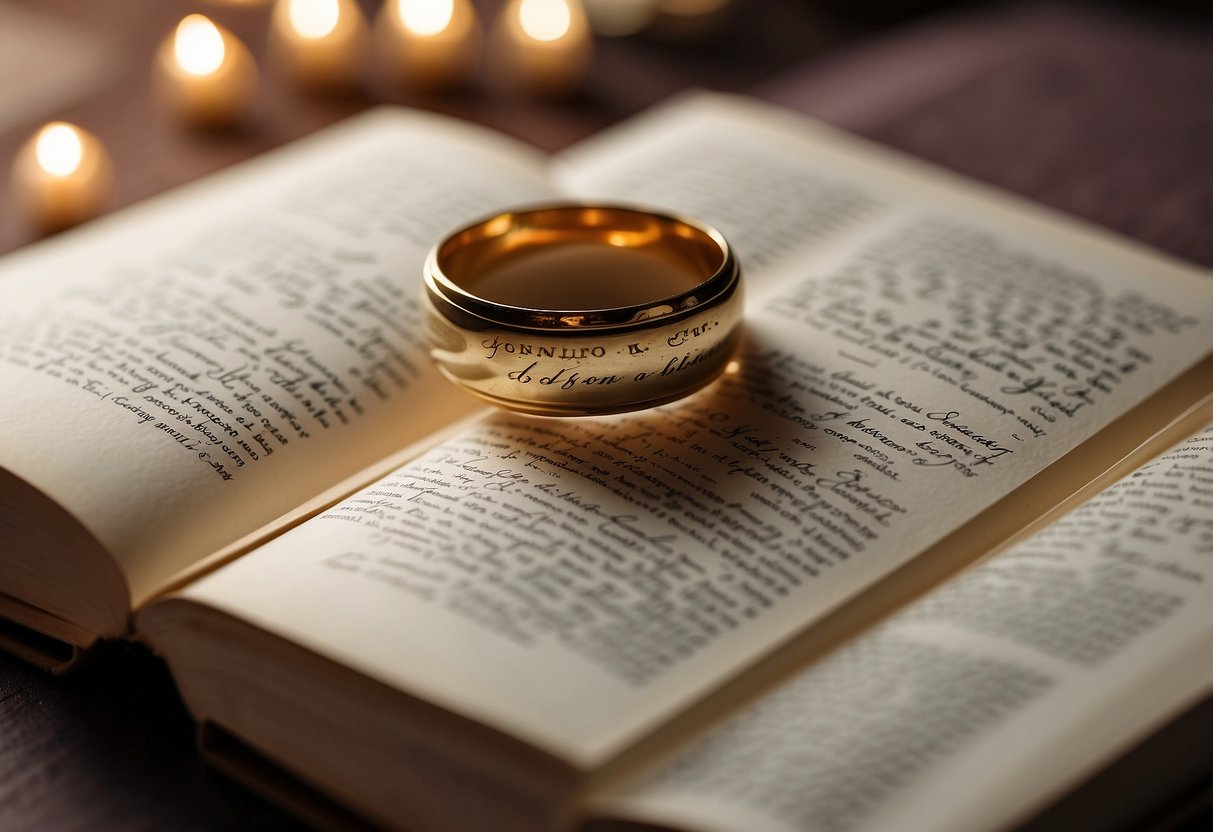 A special book with a handwritten note is presented as a gift from the mother to the bride