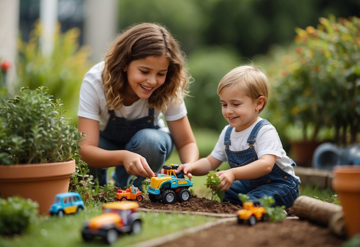 A child playing with toys, a teenager studying, and an elderly person gardening, showing different life stages