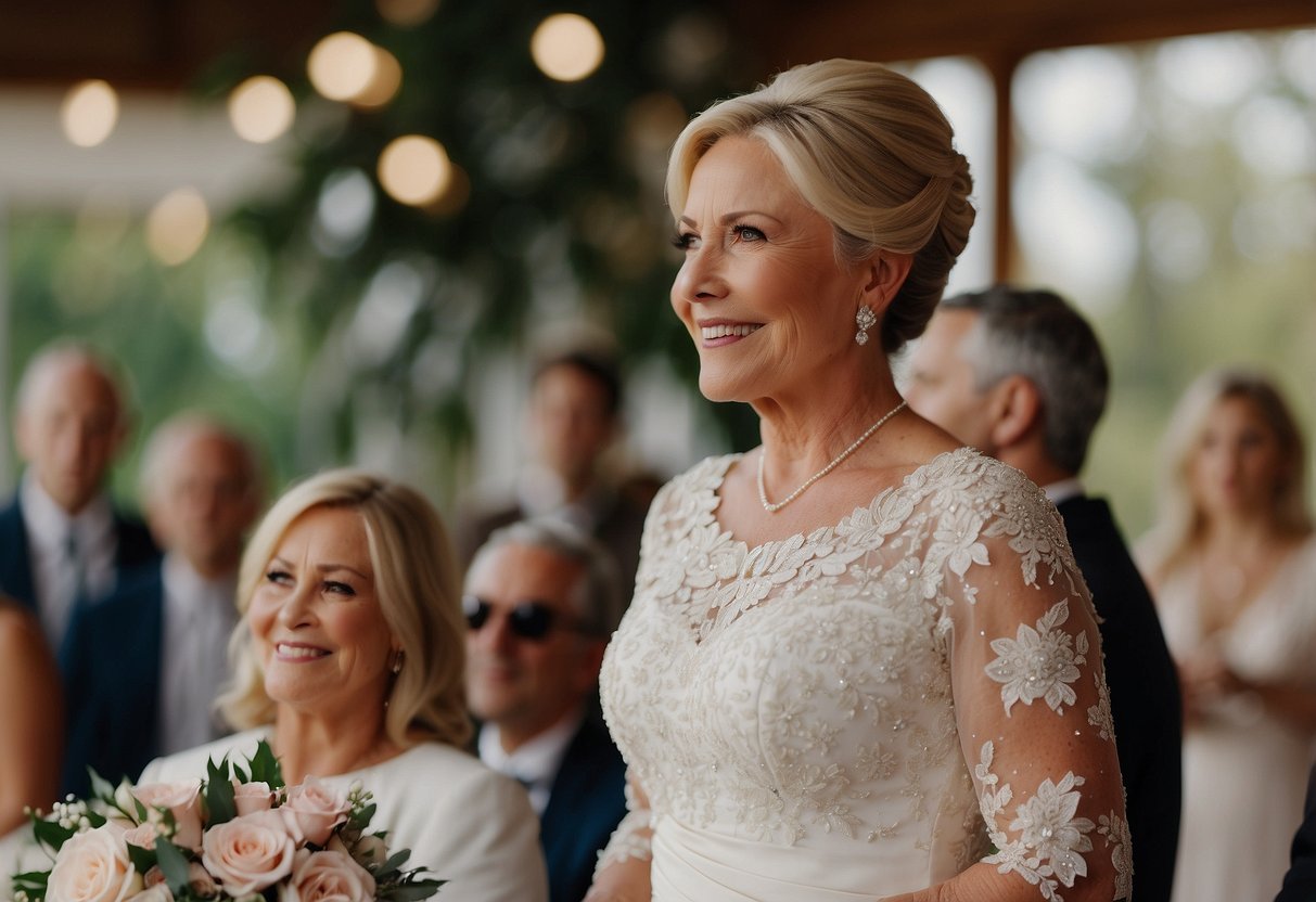 The mother of the bride gives a heartfelt speech at the wedding