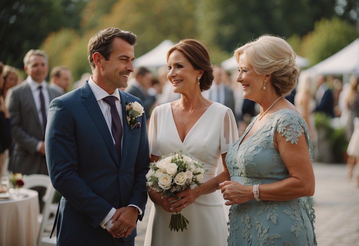 The mother of the bride offers advice to the newlyweds at the wedding