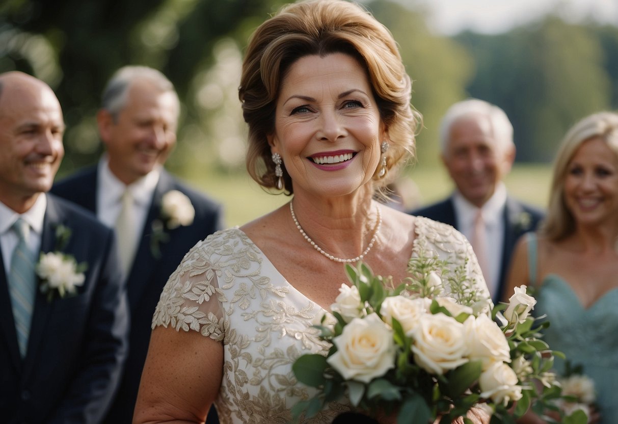 Jane, Mother of the Bride, speaks proudly at the wedding