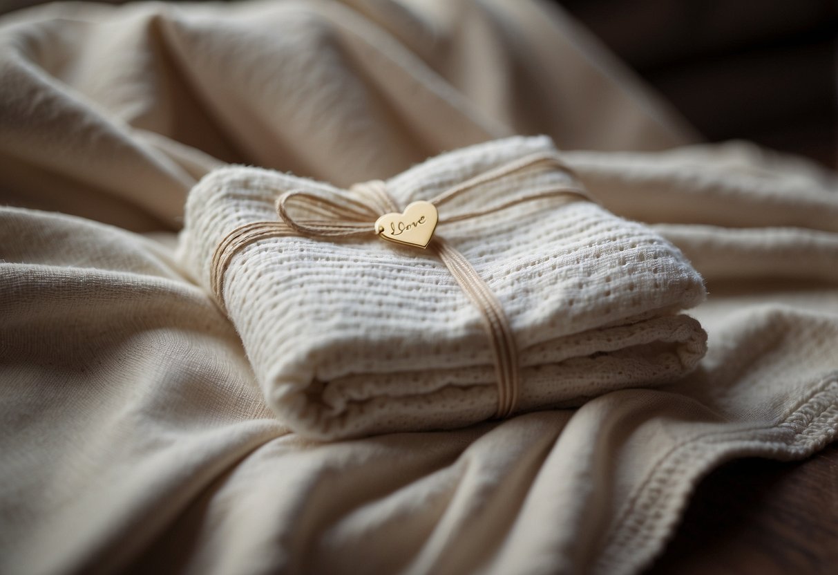 A cozy blanket with a handwritten love letter stitched into the fabric, a thoughtful wedding gift for a cherished wife