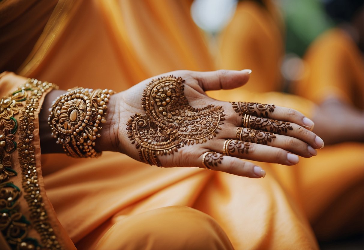 Vibrant henna designs adorn ceremonial Nigerian wedding decor